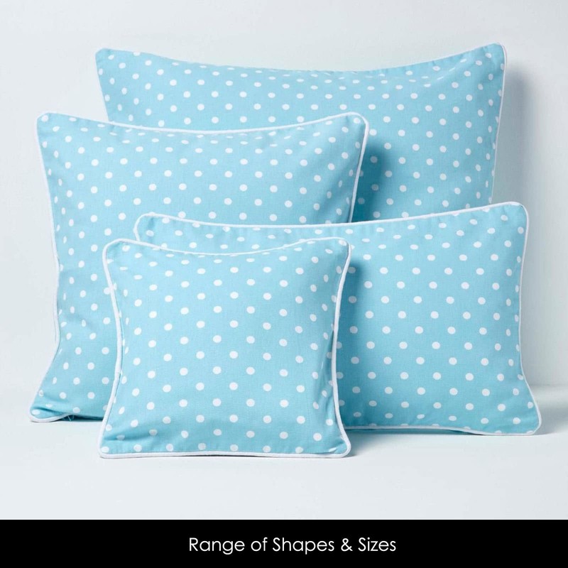 Homescapes Polka Dot Cushion Cover for Decorative Cushions, Light Blue,