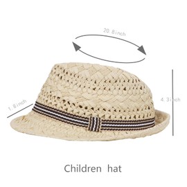 NICEYEA Children's Straw Hat Girls Boys Summer Fedora Wide Brim Floppy Beach Sun Visor Hat Children's Hat Summer Beach Hat Western Hat Panama Hat Cowboy Hat Straw Hat Sun Hat One Size, beige