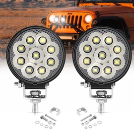 Chelhead LED Work Light 3 Inch 2 x 27 W Round Work Light 12 V 24 V Spotlight IP67 Waterproof Work Light LED Additional Headlight for Excavator Tractors Tractor ATV Truck Offroad 4 x 4