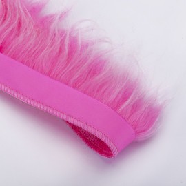 Neotrims Fake Faux Two-Tone Fur Woolly Fringe, Fleecy Thick Pile Trim on Satin Ribbon, For Costume, Crafts, Decoration. Easy to attach and sew on anything with Satin Ribbon Edge. - Hot Pink - 2 Meters