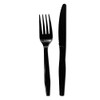 Individually Wrapped Black Heavy Weight Plastic Fork(200) + Knife(200) Set