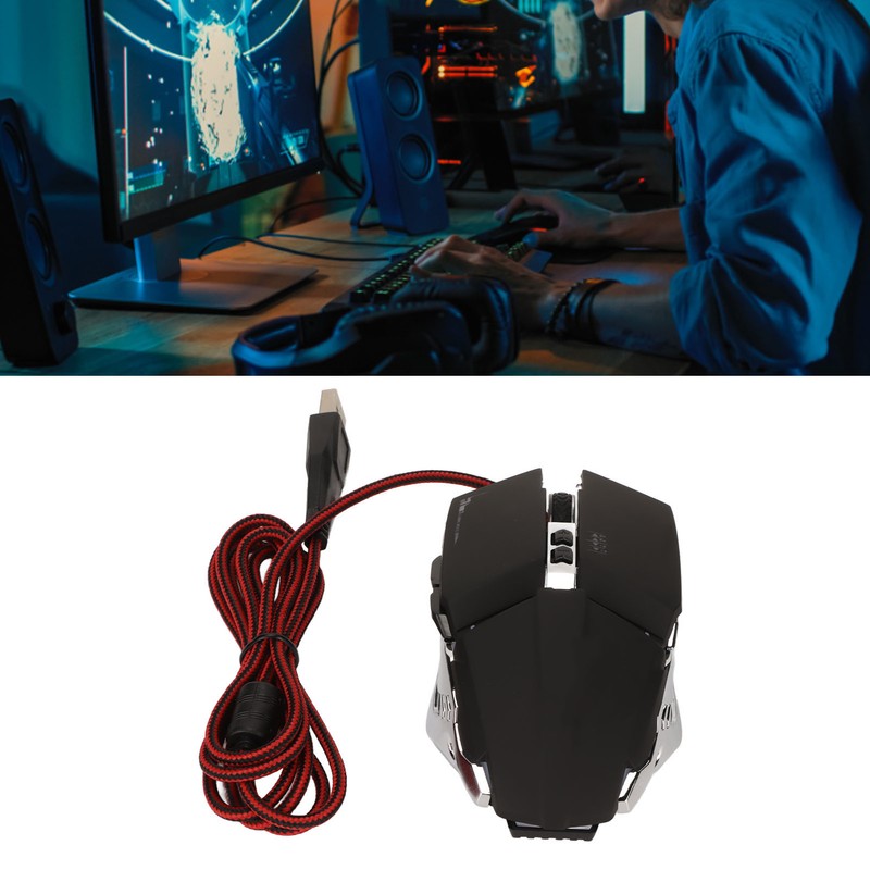 Gaming Mouse Ergonomic Design 4 DPI Adjustable Breathing RBG Backlit