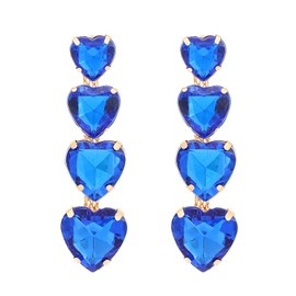 ALRNBY Heart Crystal Earrings for Women Dangle Rhinestone Drop Earrings for Girls Pink/Hot Pink/Navy Blue/Green Earrings (Navy Blue)