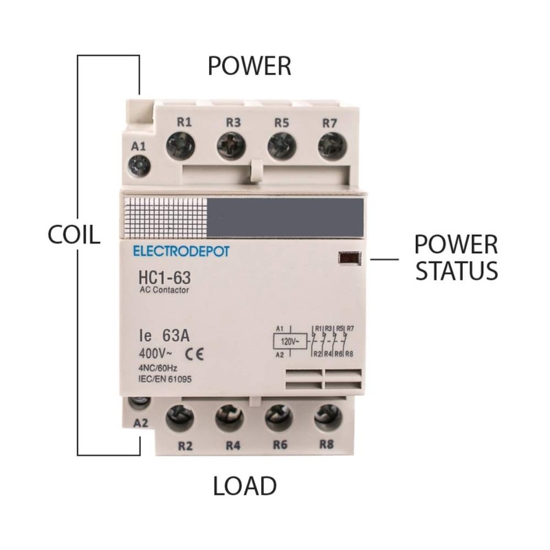 Electrodepot 60 Amp 4 Pole Normally Closed IEC 400V Contactor