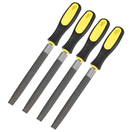 M METERXITY 4-Pack Half-Round Metal File 6 Inch, High Carbon Steel File Diamond File Hand File W PVC Grip Handle for Wood/Metal/Ceramic/Glass/Stone/Jewelry/Tile/Model/DIY/Sharpening File