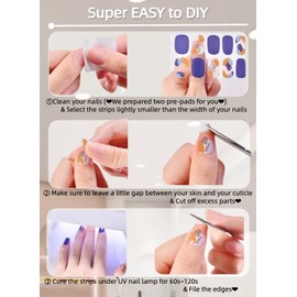 NNWW Semi Cured Gel Nail Strips,Christmas French Nails Semi Cured Gel Nail Stickers,Gel Nail Wraps UV for Home Nails DIY, UV Nails Sticker, Nail Design Works with Any Nail Lamps 20pcs (Sunflower)