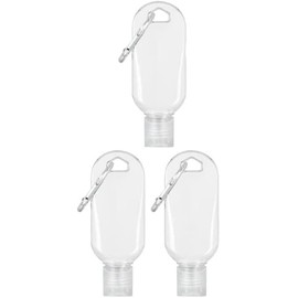 Cauaoa 3 Pcs Travel Bottles with Keychain, 2oz/50ml Bottles, Portable Plastic Leakproof Squeeze Kits with Flip Cap - Refillable Containers, Suitable for Home Office Outdoor