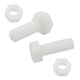 Biaungdo 20 Pair M10 x 30mm Nylon Hex Bolts, White Plastic Hex Bolts Full Thread Hex Head Screws and Nuts Set
