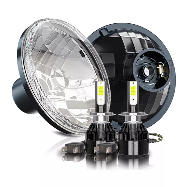 CHUSYYRAY Pair 7" Inch LED Car Headlight Parts Round HI/LO