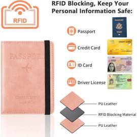 2 Unidades Cartera para Pasaporte RFID, 2 Packs Pasaporte Funda para Hombres y Mujeres, Protector de Pasaporte, Caja Viaje, Billetera de Tarjeta Bolsa de Documentos de Viaje