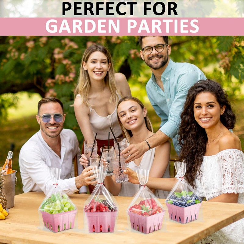 Amyhill 100 Pack Pink Pulp Fiber Berry Basket Set Include