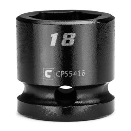 Capri Tools 18 mm Stubby Impact Socket, 1/2 in. Drive, 6-Point, Metric (CP55418)