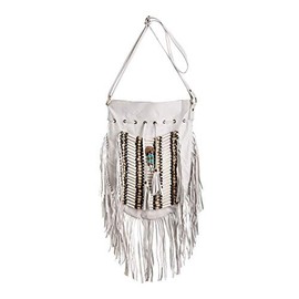 White Boho Bag | Real Leather | Fringe Purse | Bohemian Bags | Hobo Tote Handbag