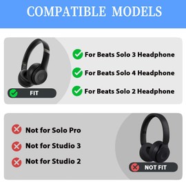Solo 4 Silicone Ear Pads Cover Case Cover Compatible with Beats Solo 4 Solo3 Solo2, Anti-Scratch, securely, Washable Protector Cover, Solo4 Protective Earpad Covers Accessories - Black