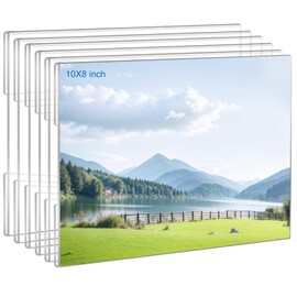 Ludery 8x10 Acrylic Picture Frames Set of 6, Clear Photo Frame for Wall with Tape, Clear Picture Photo Frames 8x10 for Home, School, Office - Horizontal
