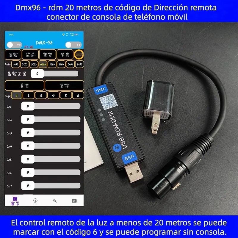 Interfaz Dmx Rdm Via Bluetooth Smartphone 96 Canales Con App