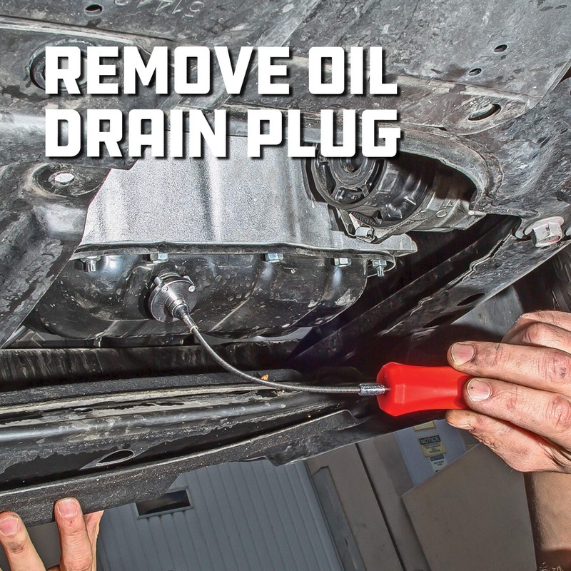 Powerbuilt Magnetic Oil Drain Plug Remover Tool, Flexible Shaft for