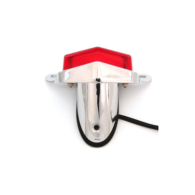 4into1 Lucas Style LED Tail Light Assembly - Chrome w/Red