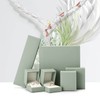 Woodten Green Leather Earrings Box Wedding/Propose Jewelry Gift Box Green