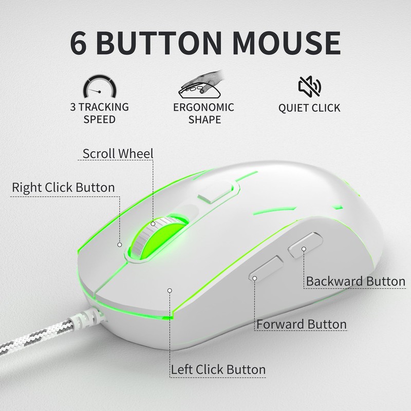 MageGee Creamy Keyboard and Mouse Combo, K2 Classic Keyboard, Wired