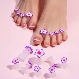 8 Pieces Silicone Toe Separators Cute Toe Separators for Pedicure, Comfortable Toes Spreaders Toes Dividers Manicure Pedicure Tools(8 Purple Flowers)