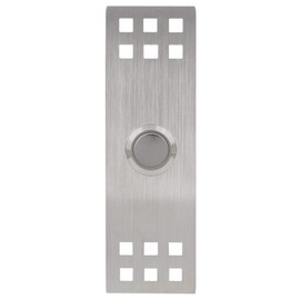Waterwood Craftsman Doorbell in Silver 1/8" Thick Grade 304 Stainless Steel - Adhesive Mount/Rust Proof - 1.25" W x 4" H x 0.19" D