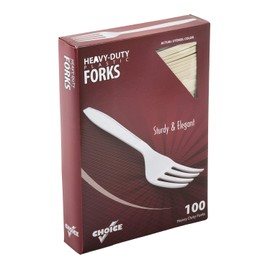 AmerCareRoyal Heavy Weight Unwrapped Disposable Polystyrene Plastic Forks for Restaurants and Catering in Retail Packaging, Champagne, Pack of 1000