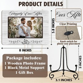 ukebobo Mr and Mrs Picture Frame, Happily Ever After Picture Frame, Mr and Mrs Gifts, Wedding Gifts, Bridal Shower Gifts for Bride, Newlywed Anniversary Engagement Gifts for Couples, 8 x 6 Inches-360