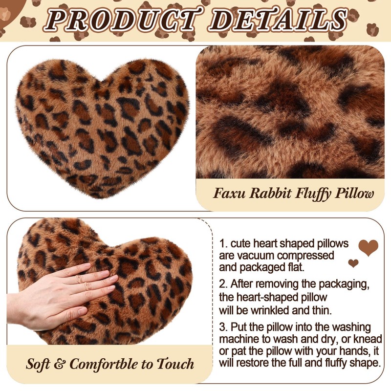 Fiwochic 2 Pack Leopard Throw Pillows, Small Heart Shaped Wedding