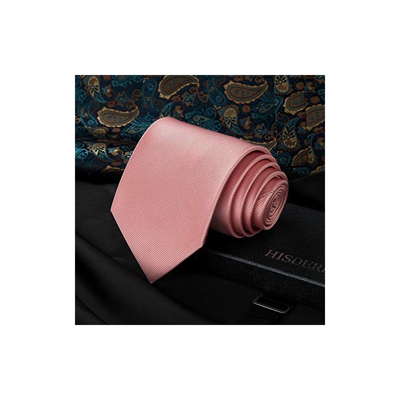 HISDERN Men's Wedding Ties and Pocket Square Tie Clip Set,