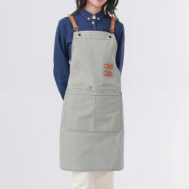 Professional Unisex Work Apron Waterproof Kitchen Cafes Nail Beauty Hair Cutting Salon Uniform Grill Garden Waiter Bib Customcolor: Light Gray, size: Onesize