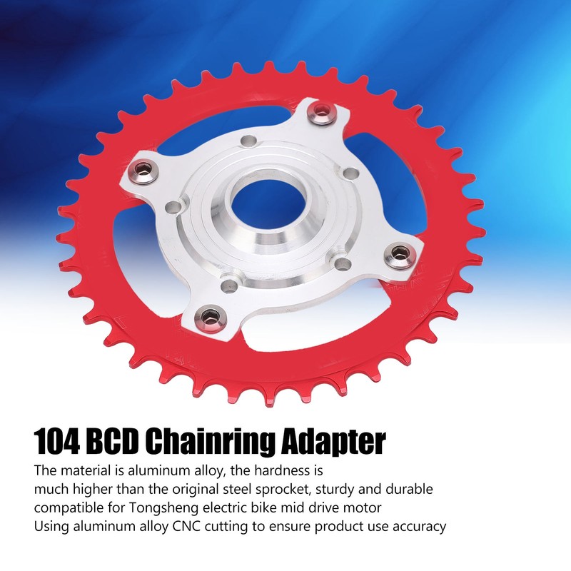 38T 104 BCD Electric Bike Chainring and Adapter Aluminum Alloy