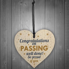 RED OCEAN Congratulations You PASSED Wooden Heart University Colleague Exam Graduation Gift
