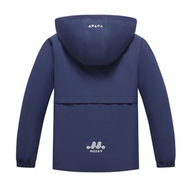 MGEOY Boys Rain Jacket Lightweight Waterproof Hooded Fleece Lined Raincoat Windbreakers for Kids Navy 14-16
