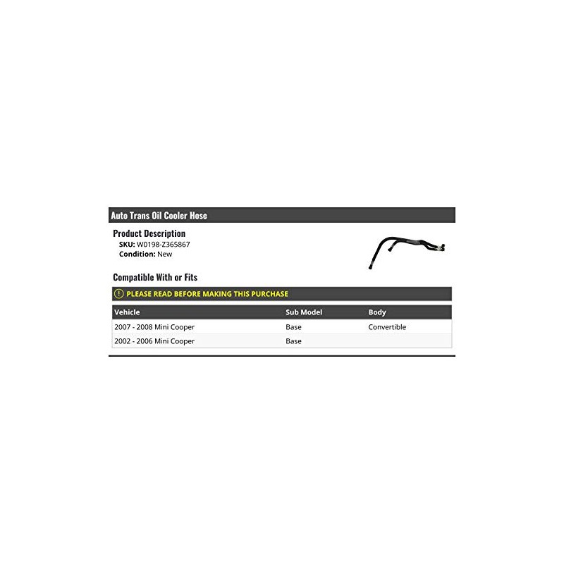 Marketplace Auto Parts Automatic Transmission Oil Cooler Hose - Compatible