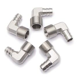 LTWFITTING 90 Degree Elbow Stainless Steel 316 Barb Fitting 1/2" ID Hose x 1/2" Male NPT Air Gas (Pack of 25)