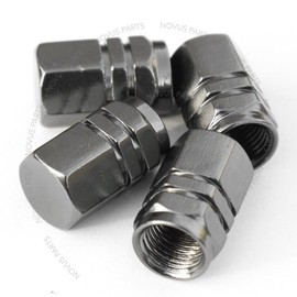 PS-AUTO For Buick Regal LaCrosse LeSabre Tire Valve Cap Set of 4 Hexagonal Gun Metal Rim