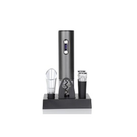 [6-IN-1] Electric Wine Opener, Rechargeable Wine Bottle Opener with Foil Cutter, Wine Aerator, 2*Vacuum Stopper, Storage Base & Carrying Case, Ideal Wine Accessories for Wine Lovers, Stainless Steel