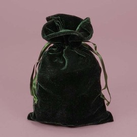 Paper Mart Hunter Green Velvet 6x9 Tarot and Dice Bag