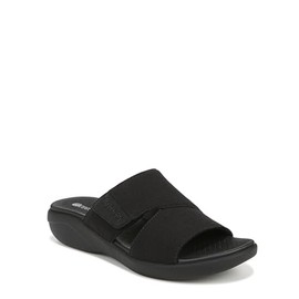 BZees Womens Carefree Machine Washable Comfort Wedge Sandal Black