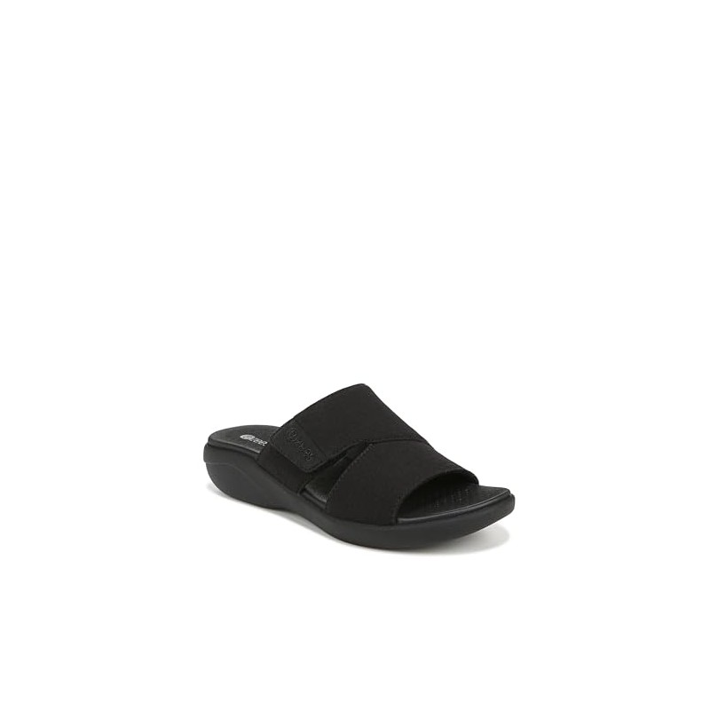 BZees Womens Carefree Machine Washable Comfort Wedge Sandal Black