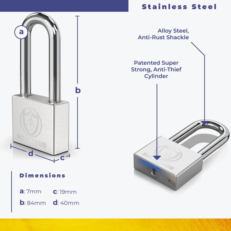 Magmaus® PDE40 Heavy Duty Lock with 3 Keys - [Stainless