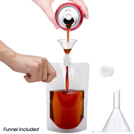 16 Pcs Plastic Flasks-Reusable 16OZ Drink Bags,Leak-Proof, BPA-Free for Travel,Plastic Flasks,Juice Travel Drink Bags for Travel Outdoor Sports, Concerts, Events(16OZ,16PCS)