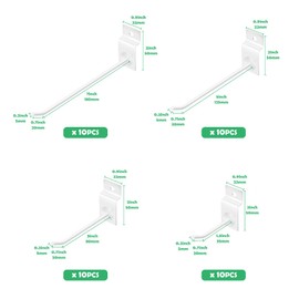 Yauhar 40Pcs 2/4/6/8 Inches White Slatwall Panel Hooks Assortment Set, Heavy Duty Slat Wall Hanging Display Hooks Pegboard Hanger Hook for Gridwall Garage Shop Retail