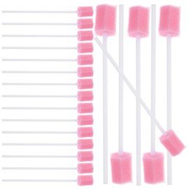 KALLORY 100 Hisopos Bucales con Esponja para Cuidado Oral, Bastoncillos para Limpieza de Boca, Dientes y Encías, Aplicadores con Mango para Higiene Oral y Cuidado Personal, Rosa