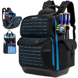 BLISSWILL Tool Bag Backpack for men,Heavy Duty Tool Backpack Bag with Waterproof Molded Base，62 Pockets/40 Loops Heavy Duty Tools Organizer Bags/Electrician/Industrial/Construction Work Backpack