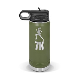 RDW Womens 7K Water Bottle 20 oz - Laser Engraved w/Flip Top Removable Straw - Polar Camel - Stainless - Vacuum Insulated - Drinkware - Running Runner Woman Girl Trophy Type - Olive