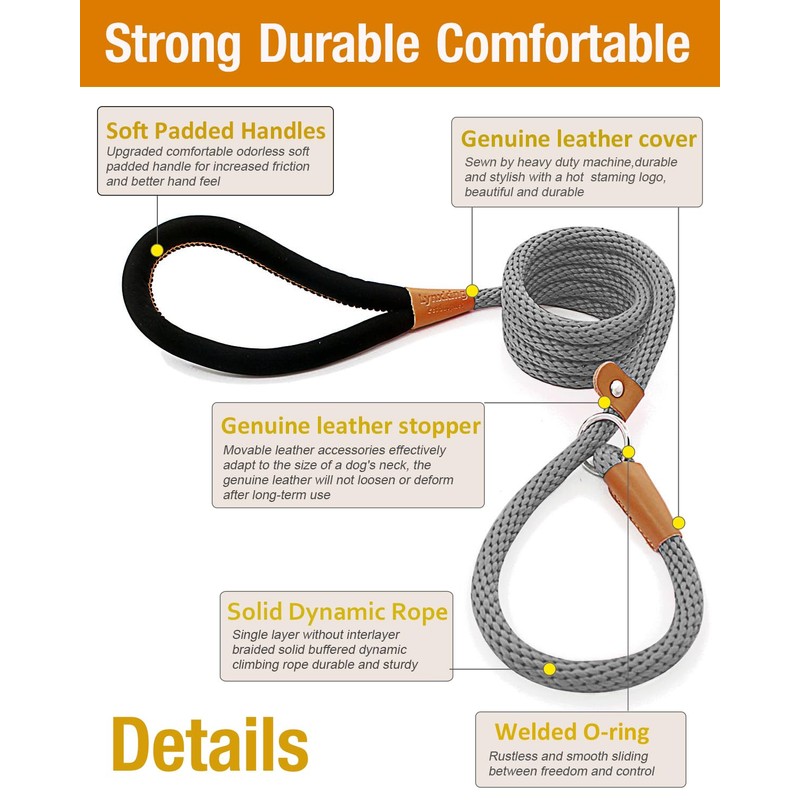 lynxking 5 FT Dog Leash Slip Lead 2 Pack Strong