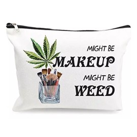 Cokosoxo Bolsa De Cosméticos Divertida Weed Leaf, Might Be Makeup Mig