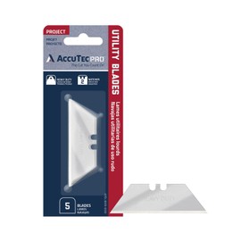 AccuTec Pro Heavy Duty 2-Notch Utility Knife Blades - 5-Pack - Precision Made with Heavy Duty High Carbon Steel for Extra Durability and Long Life - APBL-8009